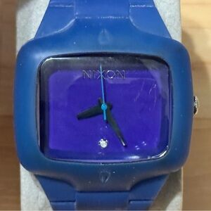 Nixon The Rubber Player "Yes It's Real" Purple Blue Men's Analog Watch RUNS READ